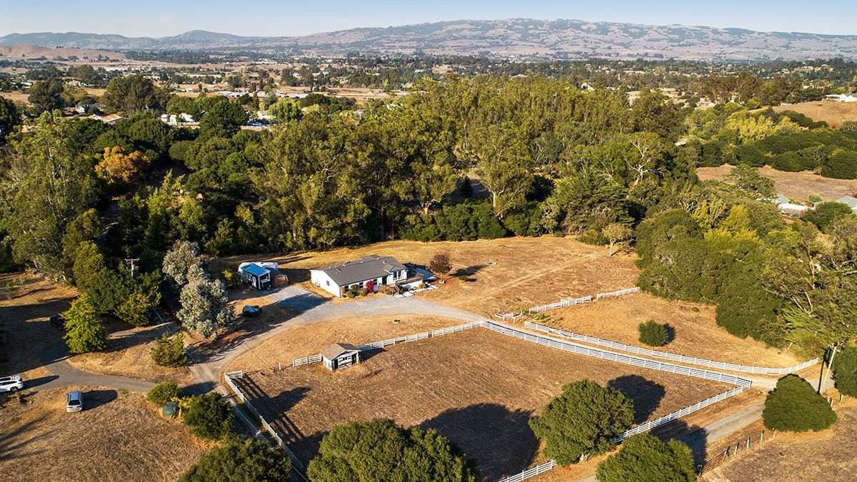 Home and fenced pasture at 1010 Stadler Lane, Petaluma
