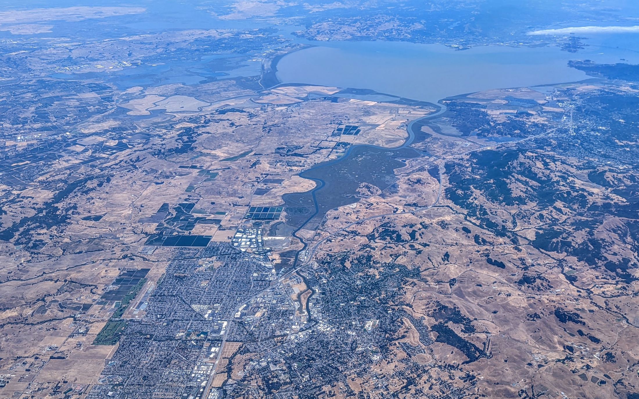 Petaluma and the Petaluma River from above